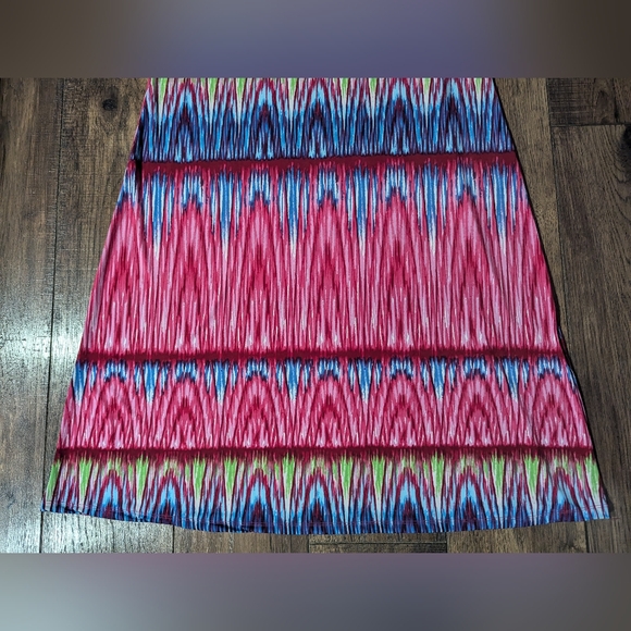 California Woman Bright Pink & Blue Striped Maxi Rayon Dress Size M Colorful - Picture 4 of 16